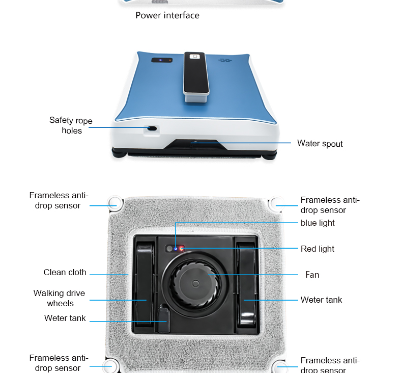 Custom Label Dual Ultrasonic Spray Glass Window Cleaner Robot for Smart Home Cleaning