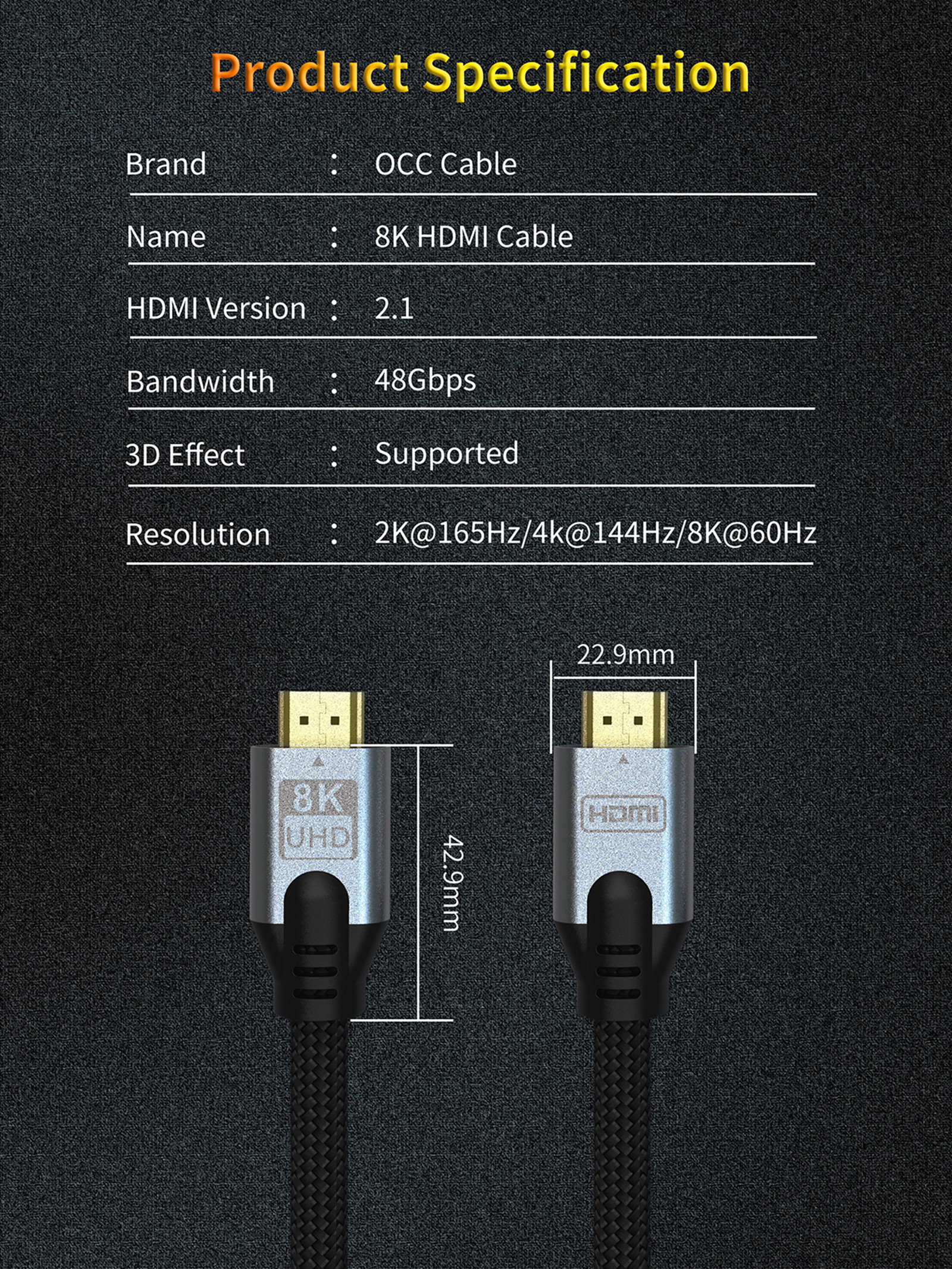 3 Foot 18Gbps Samsung High Speed Hdmi Cable For 4k Tv REACH Listed