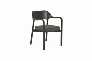 China Upholstered Comfortable Dining Arm Chairs Black ODM Fabric Dining Chair wholesale