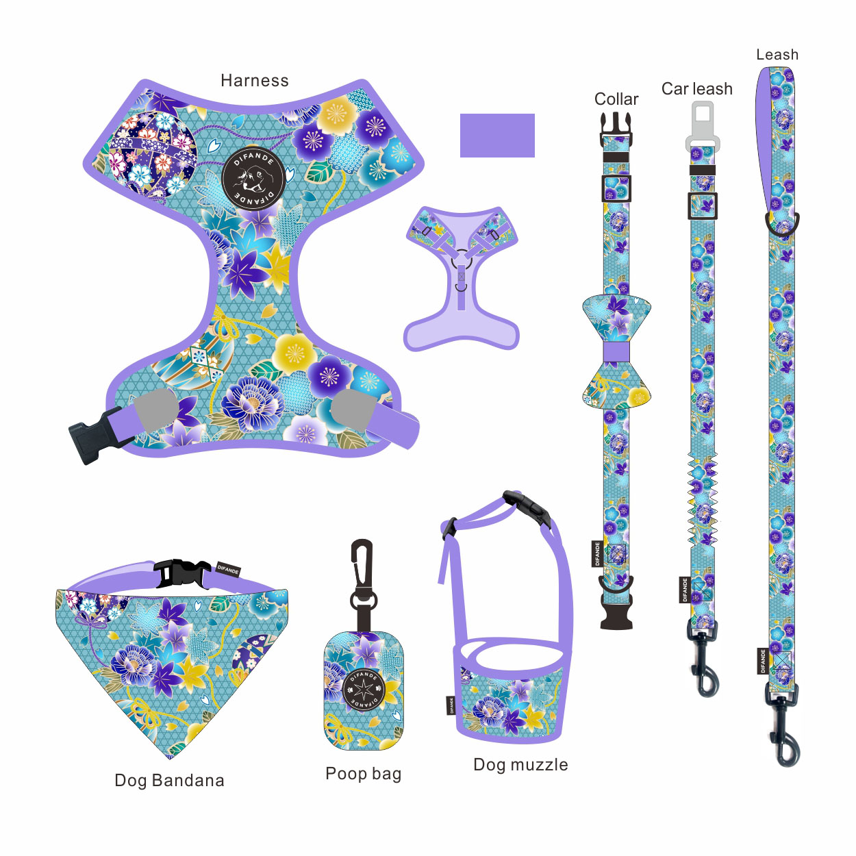 No Neck Injuries Leather Dog Harness Set Customizable Fit Resist Fraying