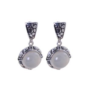 China Women 925 Sterling Silver Synthetic White Chalcedony Drop Earrings (XH054081W) wholesale