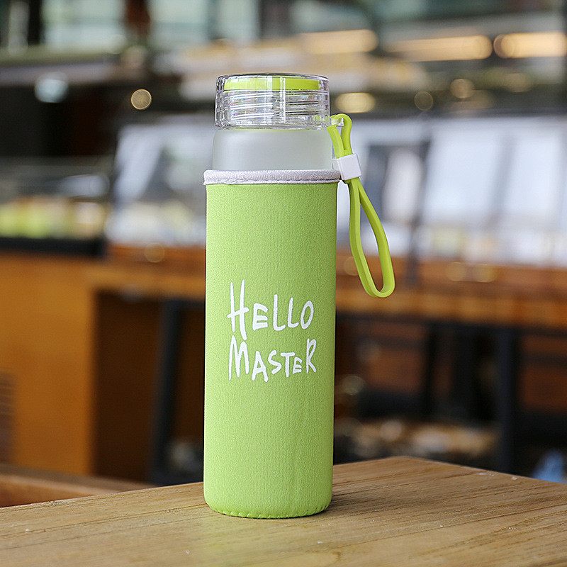 400ml Colored Frosted Glass Water Bottle Borosilicate Portable reusable