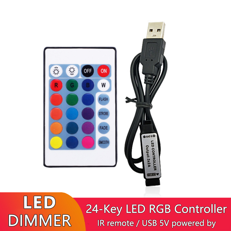 24 Keys LED Mini Controller IR Remote Control With USB 5V Powered
