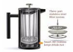 Double Walled Cafetiere 8 Cup Metal French Press Stainless Steel Coffee Maker