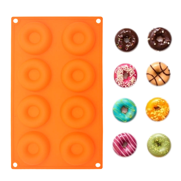 8 Cavity 3D Silicone Cake Moulds Doughnut Shape Custom Made Soap Molds