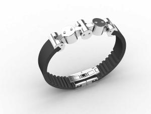 China Top Quality Europe Fashion Stainless Steel Genuine Leather Silicone Bangle Bracelet ADB119 wholesale