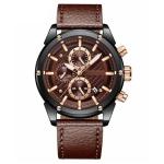 OEM Business Waterproof Men Watches Steel Buckle Three Eyes Six Stitches