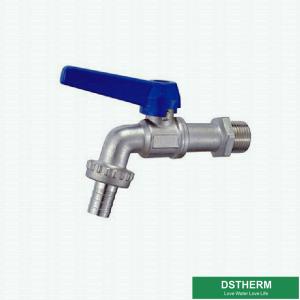 China Blue Aluminum Straight Handle Customized Brand Middle Weight Brass Ball Bibcock Valve Brass Tap wholesale