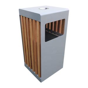 China Garden Park W450mm 35L Steel Wooden Dustbin wholesale