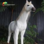 Simulated White Animatronic Horse For Amusement Park Exhibition