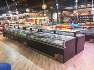 China Supermarket Refrigerator Food Frozen Meat Display Island Freezer With ETL Certification wholesale