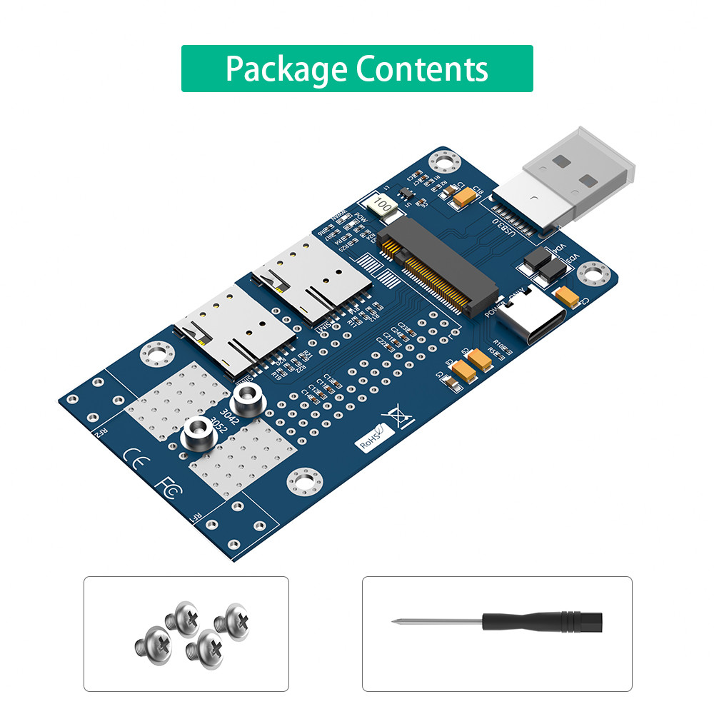 NGFF(M.2) to USB 3.0 Adapter with Dual NANO SIM card Slot for 3G4G5G Module