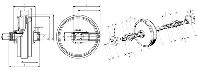 Excavator Front Idler Assy With Spring And Track Adjuster Assy For Mining Machinery
