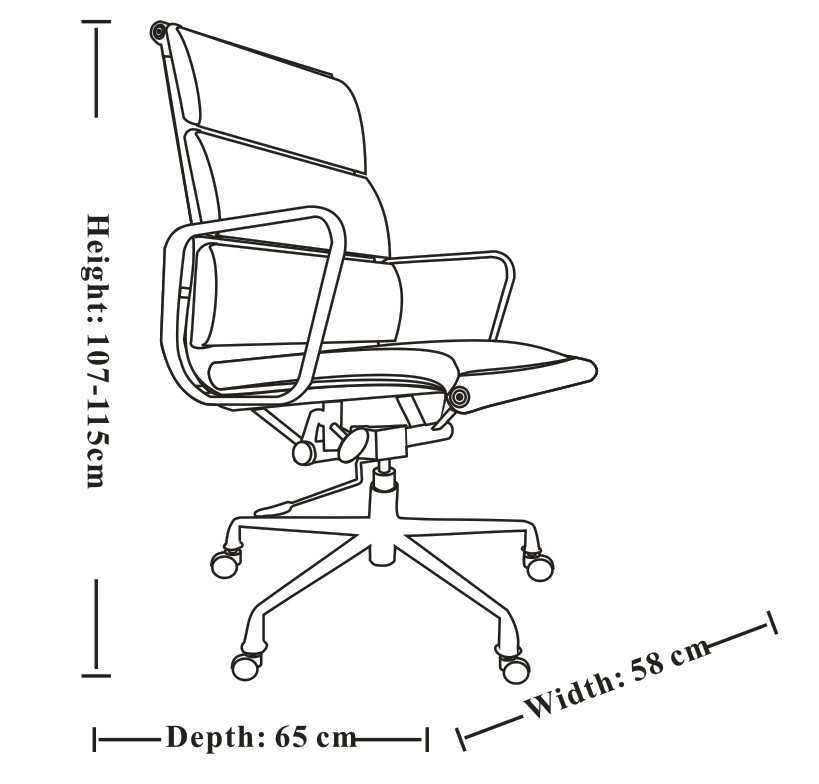 High Grade Aluminum Office Chair High Density Cattle Leather Back Material
