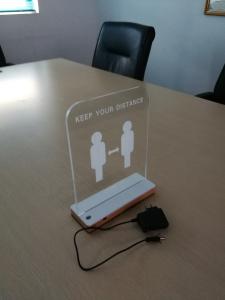 China DC12V Six Color Transparent Acrylic LED Sign With Wooden Base wholesale