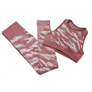 China Custom Ripple Yoga Wear Woman's Sleeveless Knitted Vest And Pants wholesale