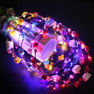 China Ladies Christmas Hair Accessories Luminous Led Flower Crown Light Up Glowing 65cm wholesale
