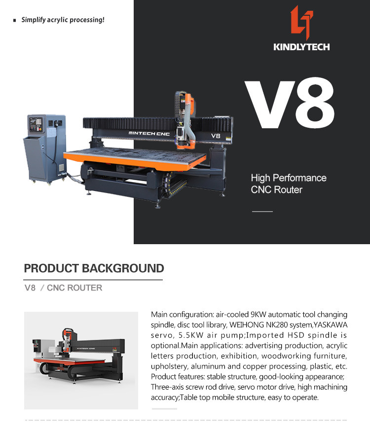 9KW CNC 1325 Wood Cutting Machine , SGS Wood Working CNC Router