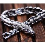 Thai 925 Silver Dragon Link Bracelet Men Vintage Jewelry (059082)