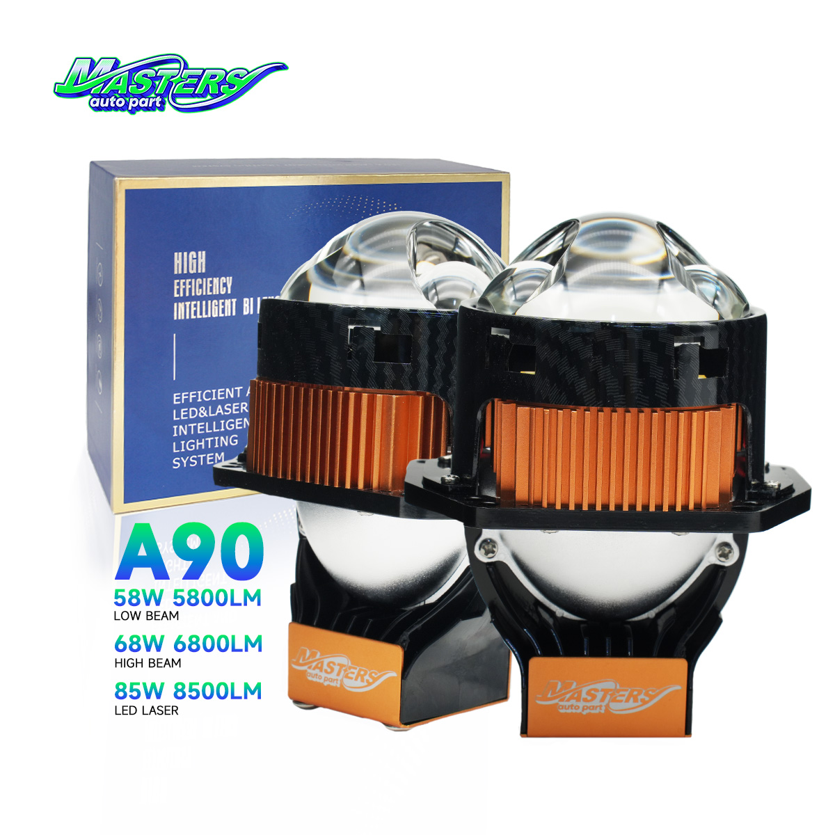 Masters A90 Lens LED Laser/Hi/Lo Beam 85W 8500 Lumens 3 inch Dual laser Projector