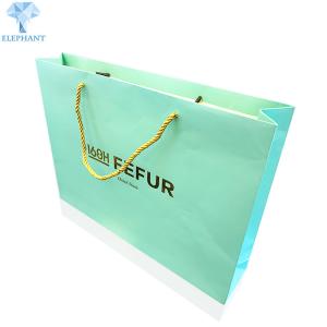China Green C2S Art Paper Gift Bags With Handles Biodegradable wholesale