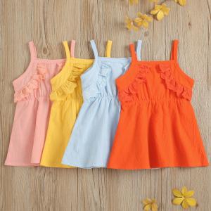 China Sleeveless Casual Children'S Dress Clothing Solid Color Casual Dresses Medium Length wholesale