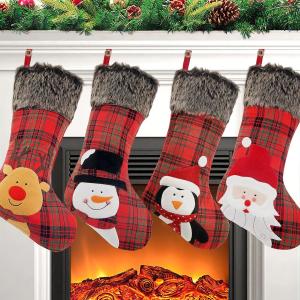 China Christmas Stockings, 4 Pack 19'' Xmas Stockings Plush Faux Fur Cuff Family Pack Stockings for Xmas Holiday Party Decor wholesale