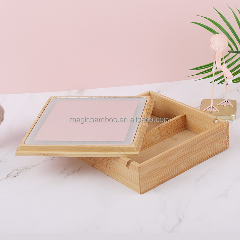 Personal Beauty Care Essential Three-Color Light Glass Mirror for Bathroom or Desktop
