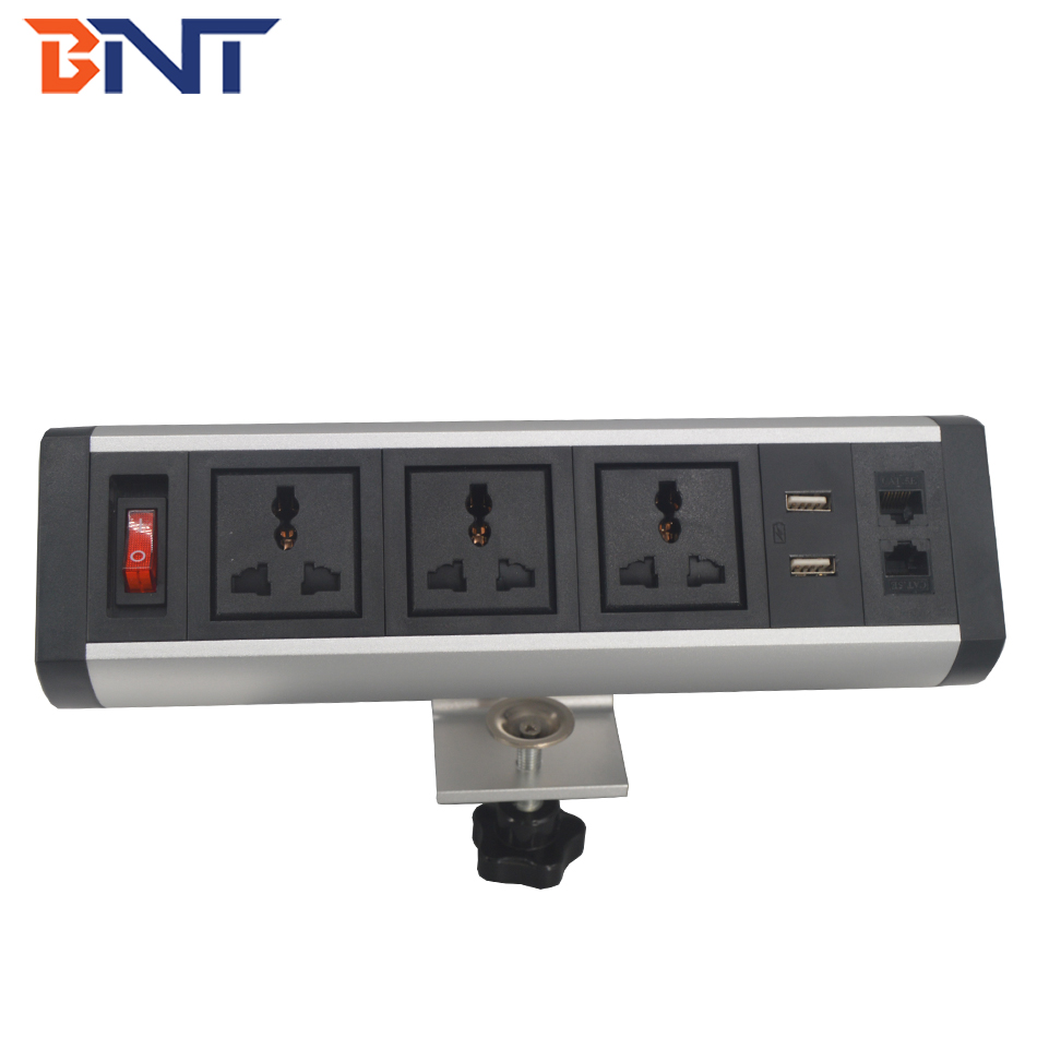 Removable clamp table edge multifunctional desk mounted socket with usb port