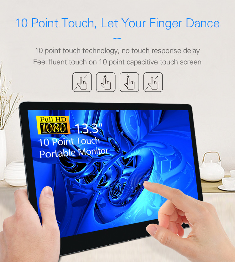 220cd/M2 Brithgness 1080P 13.3" Narrow Bezel IPS Portable Monitor