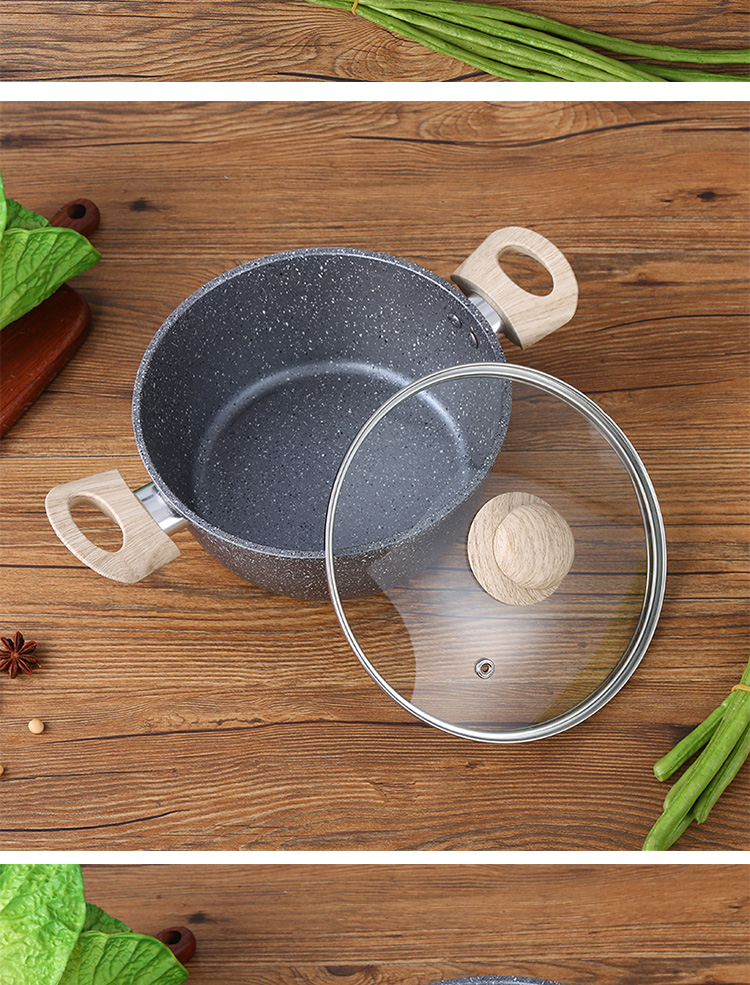8Pcs Maifan Stone Nonstick Aluminium Cooking Pot Set Grey Color
