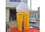 Yellow White Inflatable Shop Ice Cream Shape 4m Height Mobile Water Resistant