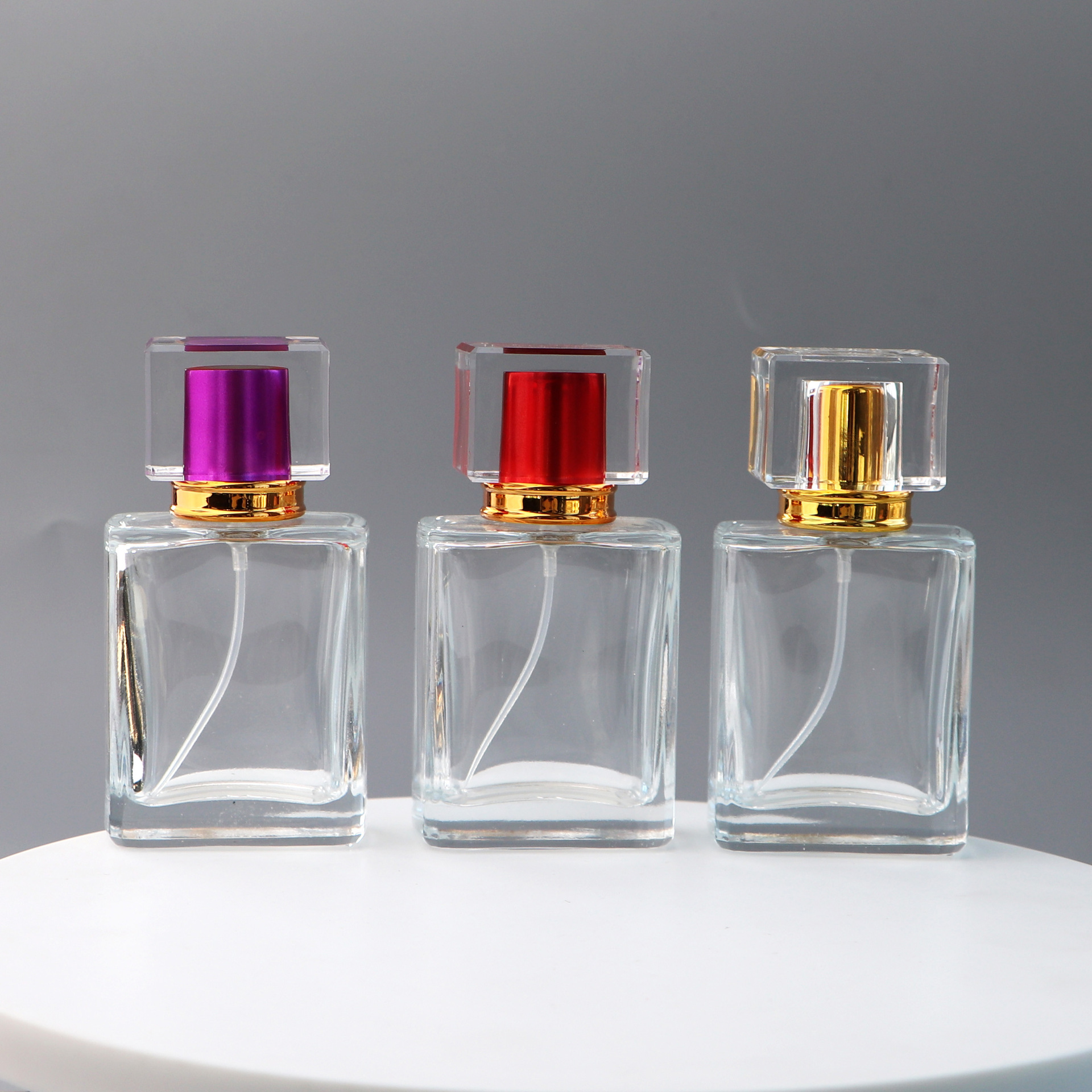 Aluminum Collar 5ml 8ml 10ml Mini Empty Sample Vials Glass Spray Perfume Bottle with Glass Laser Engraved Surface and Box