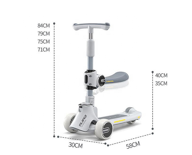 Plastic Self-balancing Electric Scooters 3 Wheel Kick Scooters for Kids Age 2-4 Years
