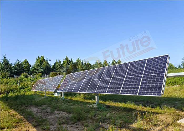 CE IP65 Ground Mount Solar Tracking System Night Position