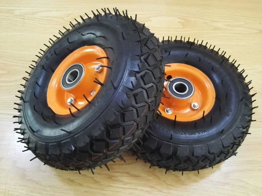 10 Inch Pneumatic Trolley Wheels 350 4 6PR Rubber Pneumatic Wheels For Garden