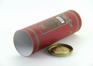 China Embossing Print Paper Wine Tube Packaging Tin Lid Cardboard Cans wholesale