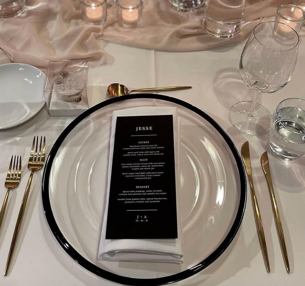 14 Inch 16 Inch Glass Clear Charger Plates With Black Rim For Wedding Events