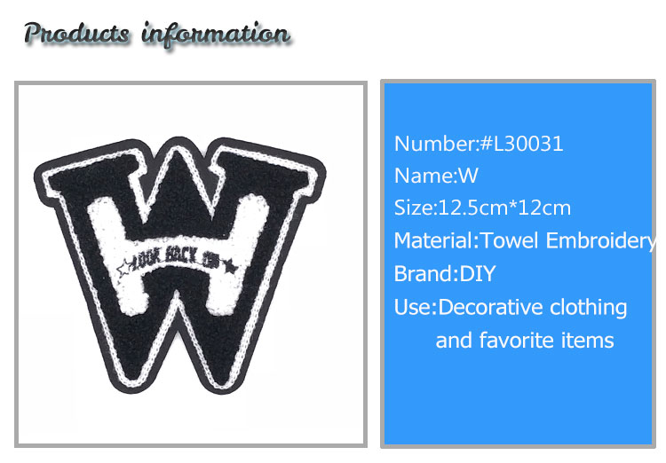 W Shape Felt Embroidered Sports Patches Sew On 12 * 12.5CM Size For Jackets