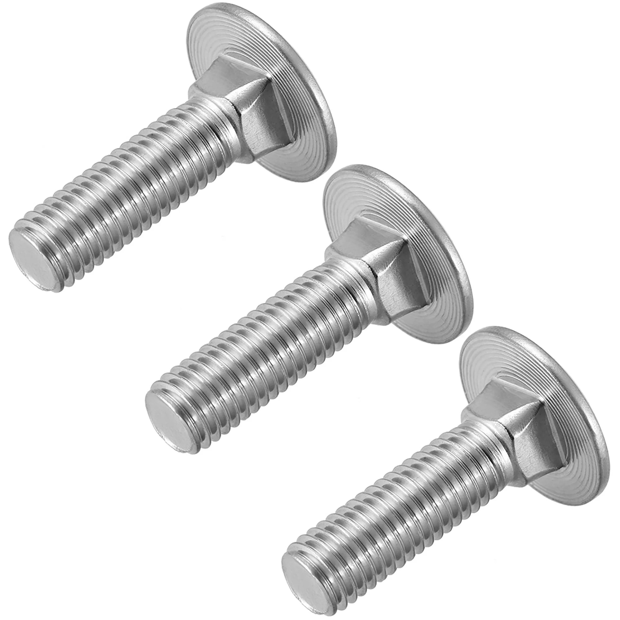 Steel Zinc Plated Silver Threaded Stud Bolts 3/8 X 4 - 1/2 Inch Carriage Bolt