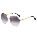 Colorful Gradient Lens Rivets Fashion Rimless Women Sunglasses