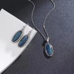 Leaves Heart 925 Sterling Silver Opal Infinity Love Paw Necklace Kyanite Stone