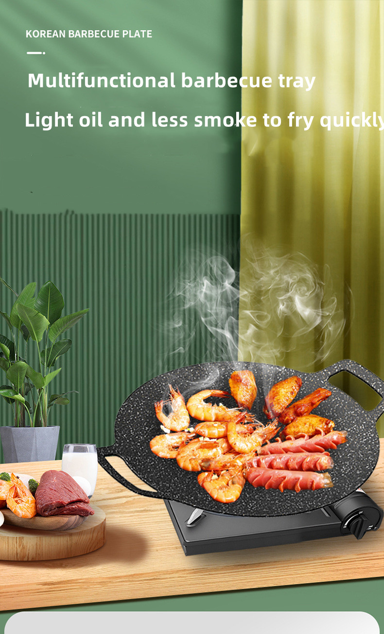 Large Cast Iron Stovetop Grill Pan Black Two Handles BBQ Frying Pan