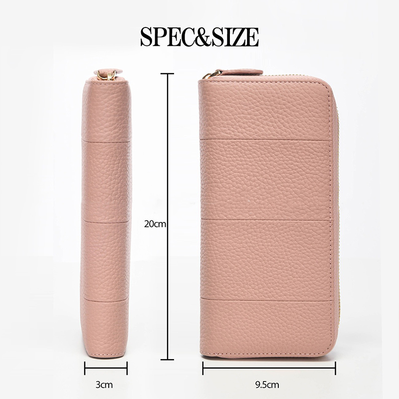 Long Wallet Length Lady Clutch Wallet with Large Capacity and Genuine Leather Material