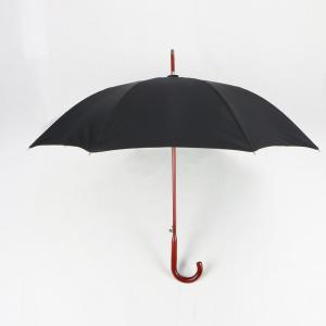 China Unique Wood Curved Handle Umbrella 23 Inch Double Canopy Fiberglass Frame wholesale