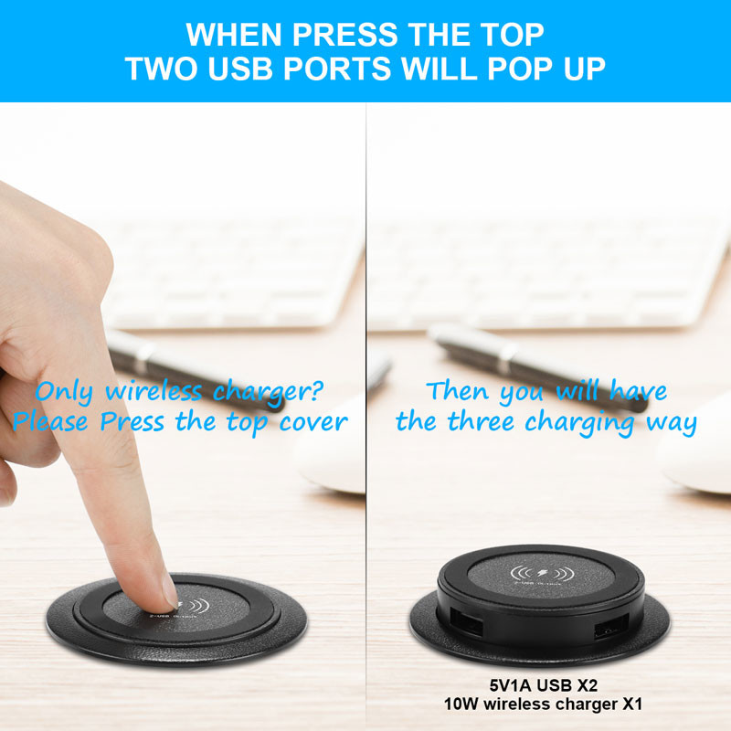 10W Embedded Wireless Charger In Desk