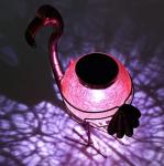 Glass 6.3 Inch 0.3W Solar Powered Pink Flamingos