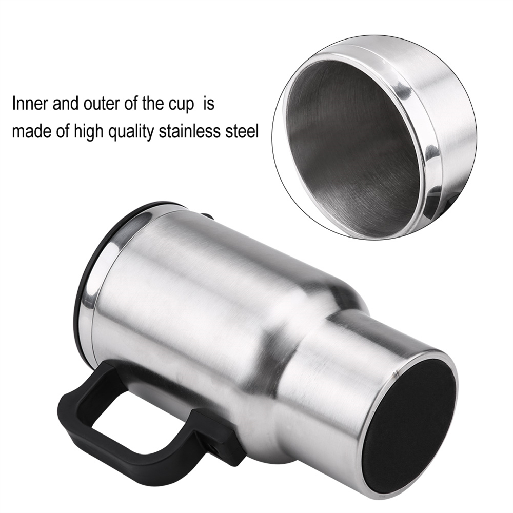 Car Heating Cup Travel Coffee Cup 12V Electric Heating Mug Stainless Steel Insulation Car Cup Charge Heat Mug
