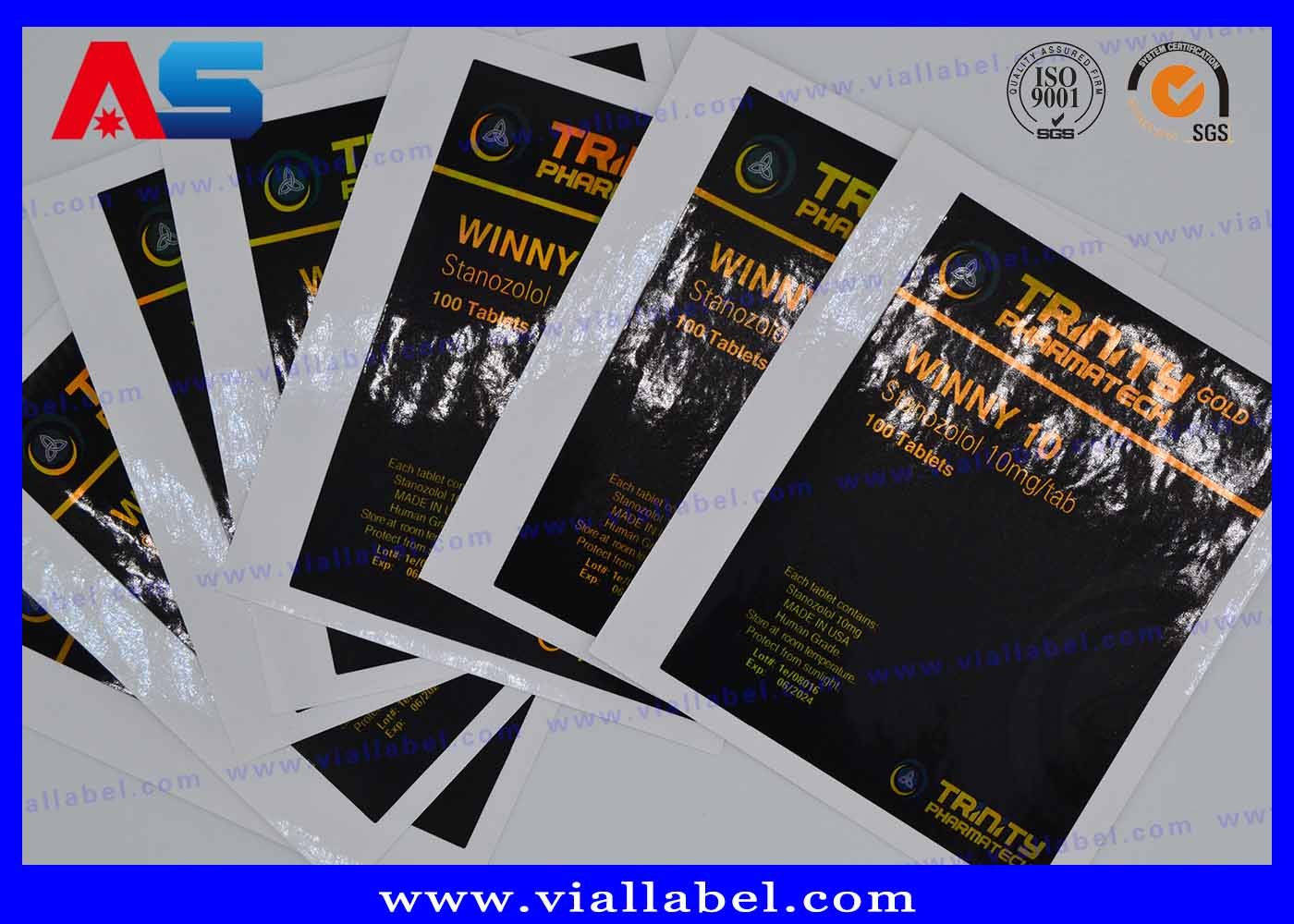Winstrol 10 Pill Bottle Label Custom Design Adhesive Labels / Steriod Bottle Labeling For 50ml Jars