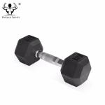 Gym Crossfit Black Rubber Hex Dumbbell for Workouts